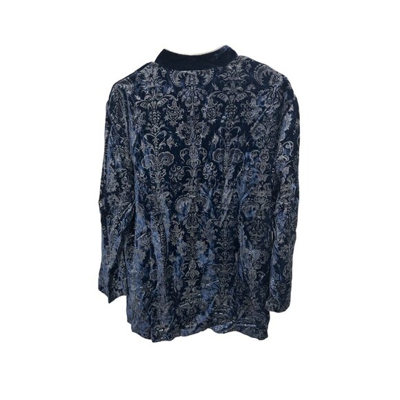 Periphery Neiman Marcus Velvet Brocade Jacket Blue Sz Medium Goth Steampunk - Picture 2 of 9